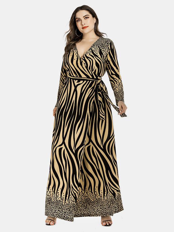 shestar wholesale plus size arab belt leopard tiger stripe dress