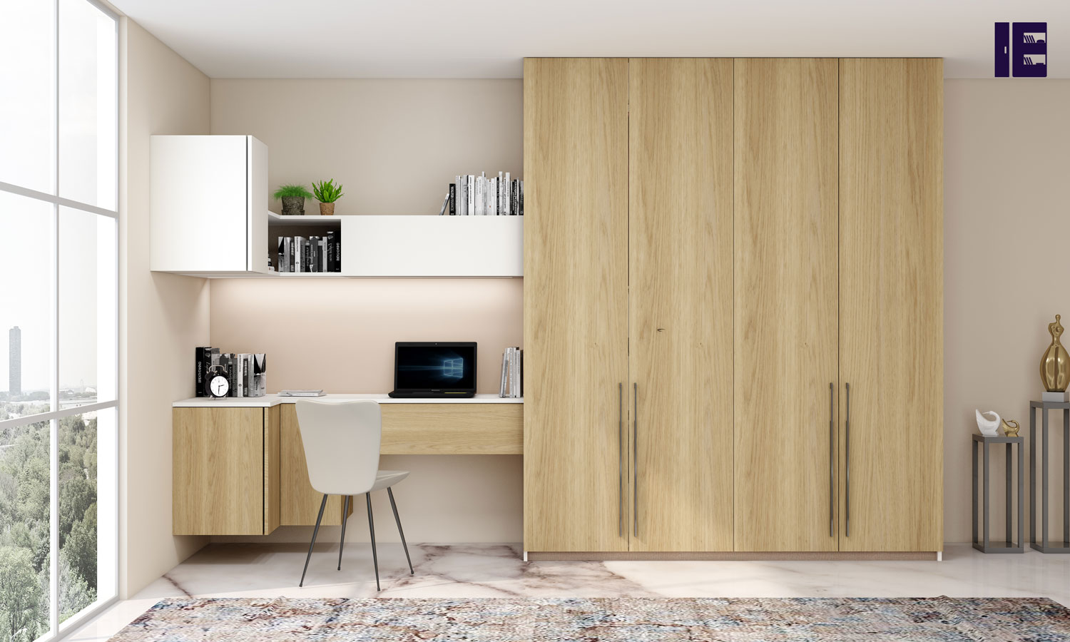 How To Modernise Your Fitted Wardrobes In London AtoAllinks   Hinged Fitted Wooden Wardrobe With Study Desk In Woodgrain Lissa Oak And Alpine White 1 