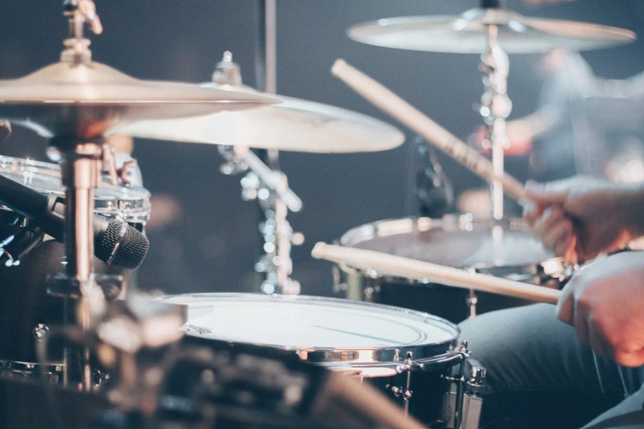 Jazz drummer playing the drums.