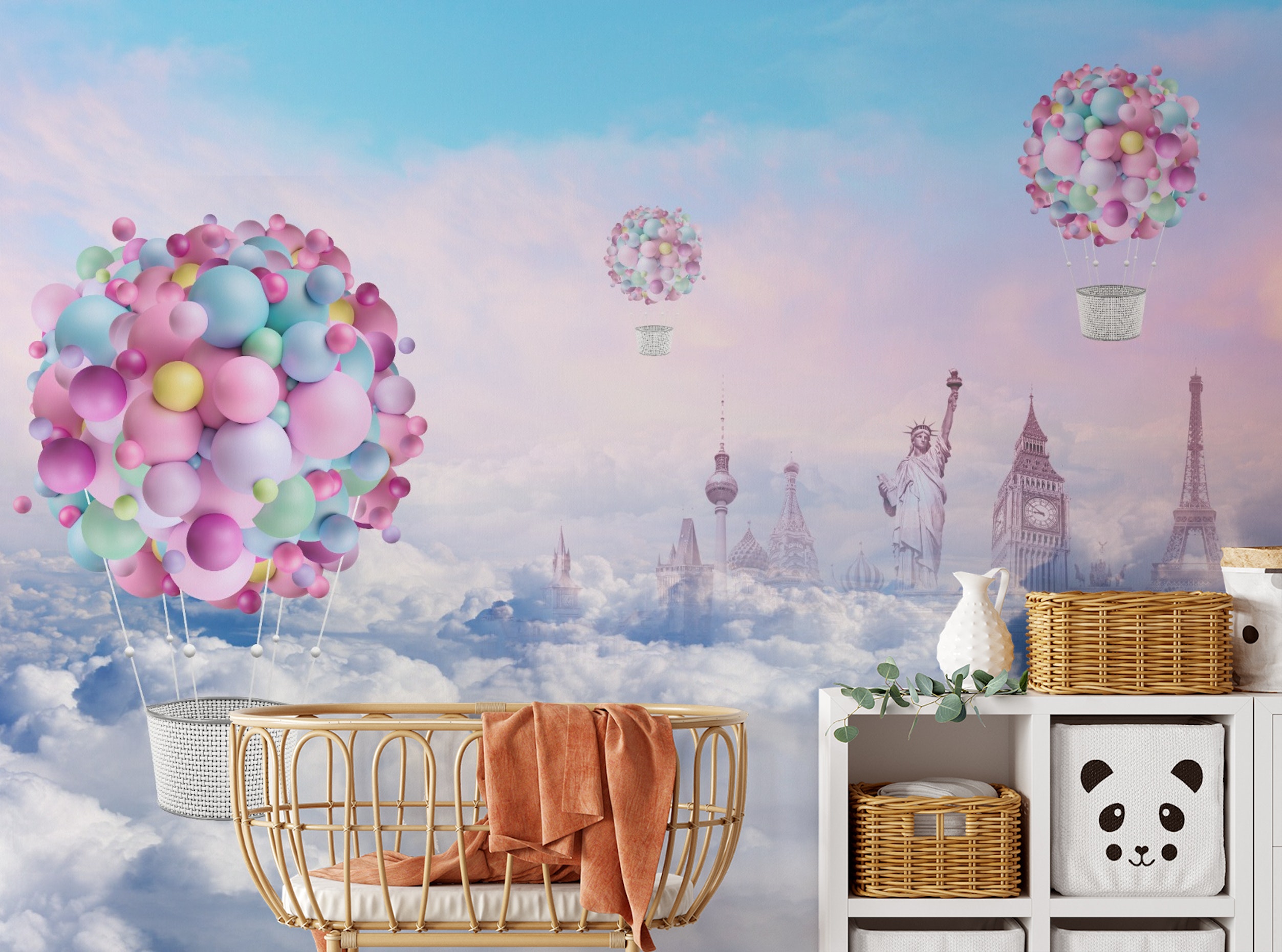 Colorful Balloons Wonder Textured Wallpaper Mural