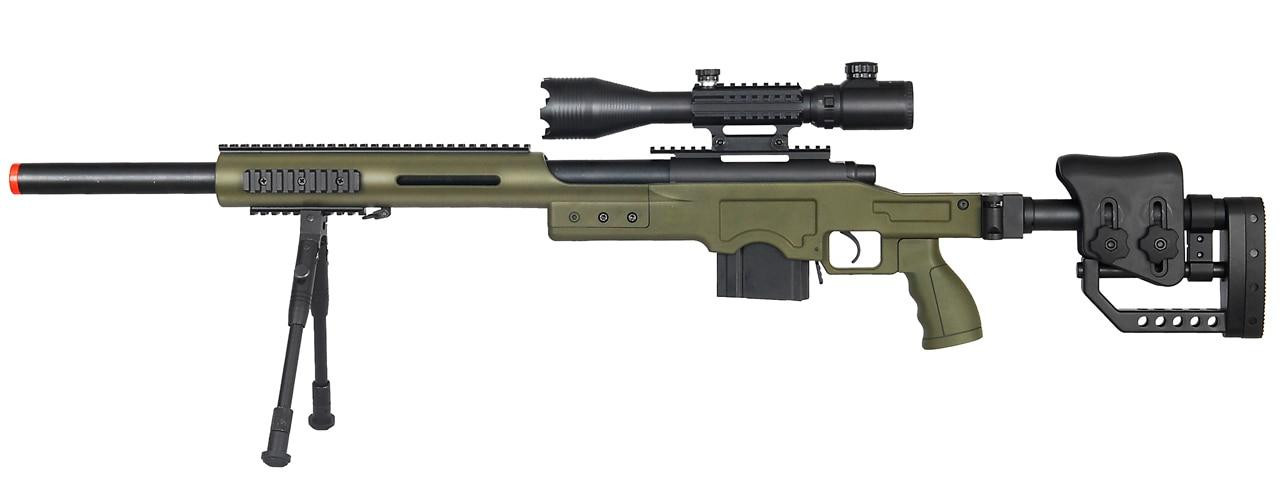Well MB4410 Bolt Action Sniper Rifle w/ Illuminated Scope & Bipod, OD Green