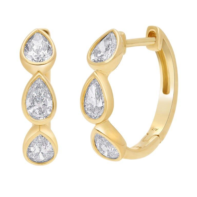 pear-shaped diamond huggies from a high-end fine jewelry store