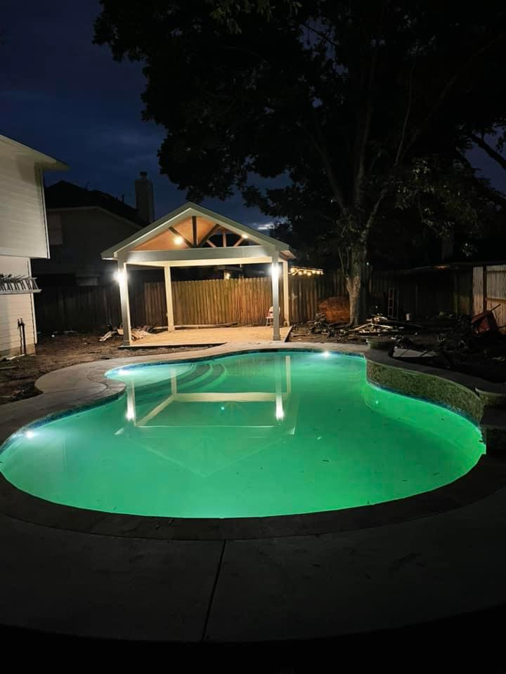 a house with a pool.